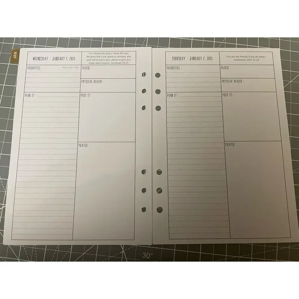 Prayerful Planner Size A5 ~ 6 Hole Punched ~ Dated 2025 ~ Only Opened For Pics